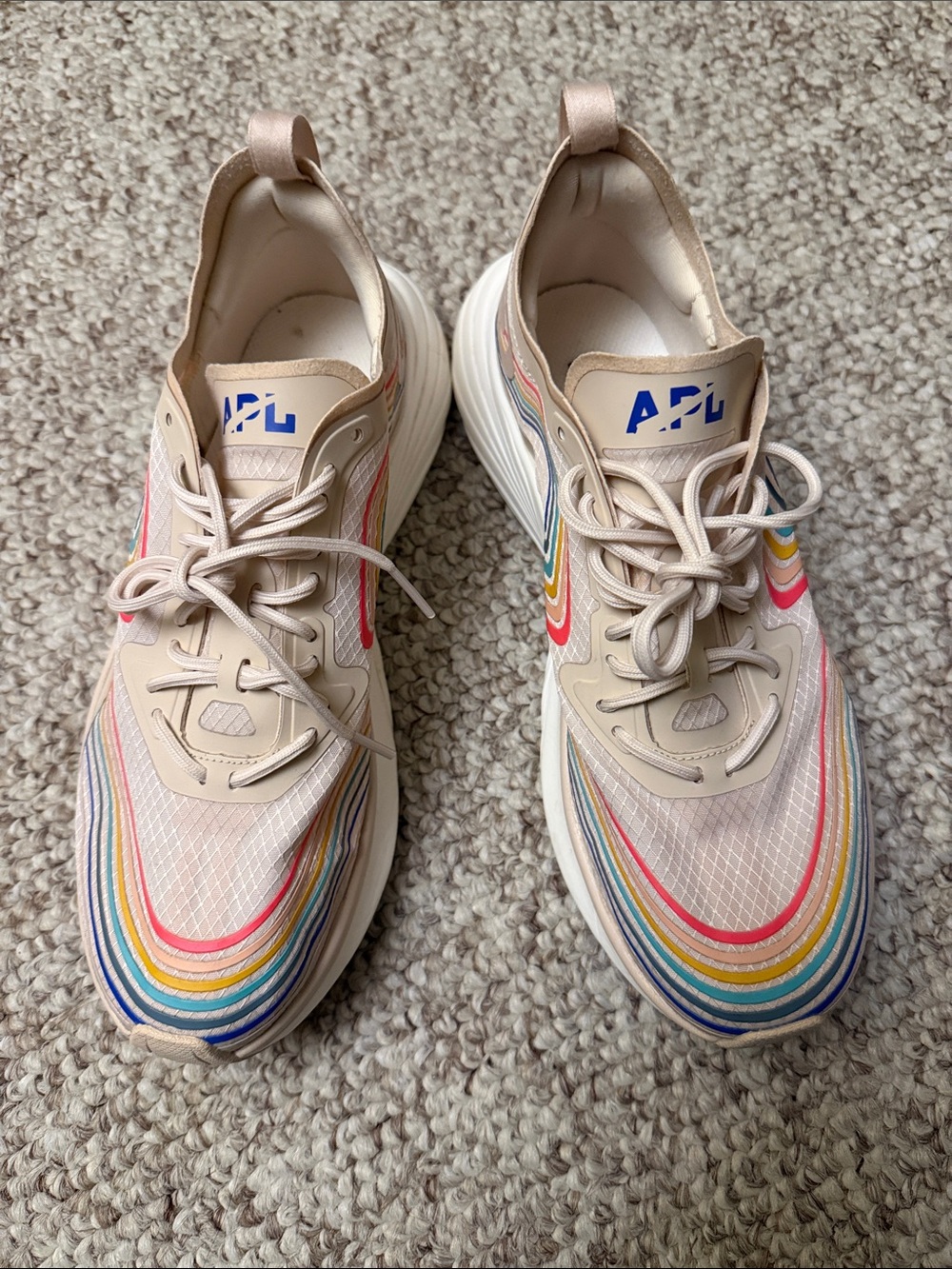 APL Women’s Techloom Sneakers - Cream with Rainbow Stripes